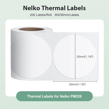 Load image into Gallery viewer, Nelko PM220 Label Maker, 1.18&#39;&#39; x 1.18&#39;&#39; (30x30mm) Thermal Sticker Label, Waterproof, Multi-Purpose Label Tape, 1 Roll of 200 Self-Adhesive Thermal Paper (White)
