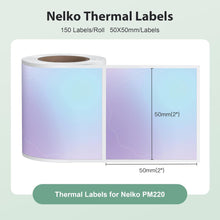 Load image into Gallery viewer, Nelko Labels for PM220, 2 inch (50mm) Round Thermal Label, 1 Roll of 150 Self-Adhesive Thermal Paper Gradient Purple
