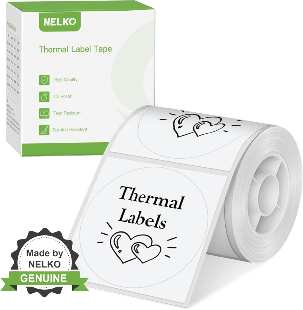 Nelko PM220 Label Maker, 1.18'' x 1.18'' (30x30mm) Thermal Sticker Label, Waterproof, Multi-Purpose Label Tape, 1 Roll of 200 Self-Adhesive Thermal Paper (White)