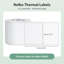 Load image into Gallery viewer, Nelko PM220 Label Maker, 1.57&#39;&#39; x 2.36&#39;&#39; (40x60mm) Thermal Sticker Label, Waterproof, Multi-Purpose Label Tape, 1 Roll of 130 Self-Adhesive Thermal Paper (White)
