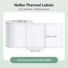 Load image into Gallery viewer, Nelko PM220 Label Maker, 1.18&quot; x 0.79&quot;(30x20mm) Thermal Sticker Label, Waterproof, Multi-Purpose Label Tape, 3 Roll of 320 Self-Adhesive Thermal Paper (White)
