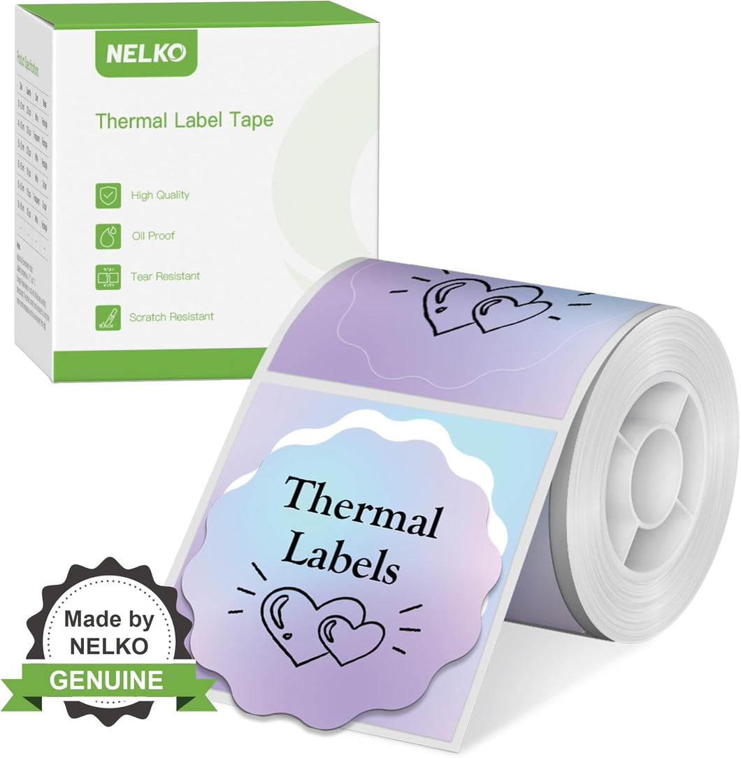 Nelko Labels for PM220, 2 inch (50mm) Round Thermal Label, 1 Roll of 150 Self-Adhesive Thermal Paper Gradient Purple