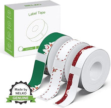 Load image into Gallery viewer, NELKO Genuine P21 Label Maker Tape, Adapted Label Print Paper, 14x40mm (0.55&quot;x1.57&quot;), Standard Laminated Labeling Replacement, Multipurpose of P21, 180 Tapes/Roll, 3-Roll, Christmas Theme
