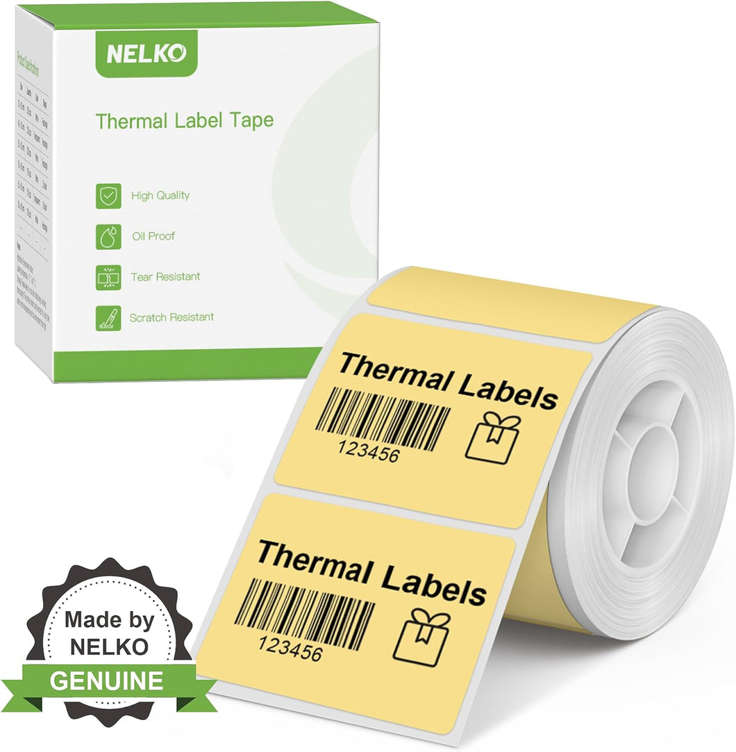 Nelko Labels for PM220, 1.57'' x 1.18'' (40x30mm) Thermal Sticker Label, 1 Roll of 230 Self-Adhesive Thermal Paper (Yellow)