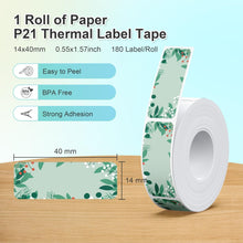 Load image into Gallery viewer, Nelko Genuine P21 Plant 1.0 Label Maker Tape, Adapted Label Print Paper, 14x40mm (0.55&quot;x1.57&quot;),Multipurpose of P21 Label Maker, 180 Tapes/Roll, 1 Roll
