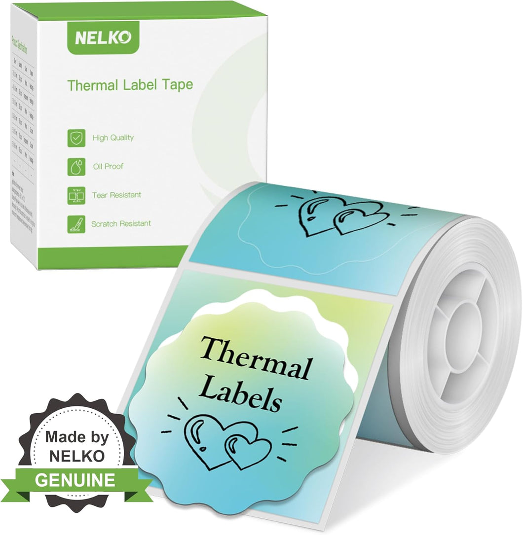 Nelko Labels for PM220, 2 inch (50mm) Round Thermal Label, 1 Roll of 150 Self-Adhesive Thermal Paper Gradient Green