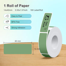 Load image into Gallery viewer, Nelko Genuine P21 Label Maker Tape, Adapted Label Print Paper, 14x40mm (0.55&quot;x1.57&quot;),Multipurpose of P21 Label Maker, 180 Tapes/Roll, 1 Roll, Army Green
