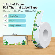 Lade das Bild in den Galerie-Viewer, Nelko Genuine P21 Plant 2.0 Label Maker Tape, Adapted Label Print Paper, 14x40mm (0.55&quot;x1.57&quot;),Multipurpose of P21 Label Maker, 180 Tapes/Roll, 1 Roll
