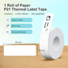 Lade das Bild in den Galerie-Viewer, Nelko Genuine P21 Adapted Label Print Paper, 14x50mm (0.55&quot;x1.97&quot;), Multipurpose of P21 Label Maker, 180 Tapes/Roll, 1 Roll, White
