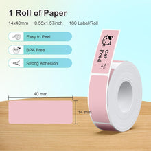 Lade das Bild in den Galerie-Viewer, Nelko Genuine P21 Label Maker Tape, Adapted Label Print Paper, 14x40mm (0.55&quot;x1.57&quot;), Multipurpose of P21 Label Maker, 180 Tapes/Roll, 1 Roll, Pink
