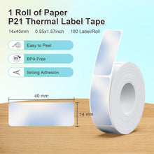 Lade das Bild in den Galerie-Viewer, Nelko Genuine P21 Label Maker Tape, Adapted Label Print Paper, 14x40mm (0.55&quot;x1.57&quot;), Multipurpose of P21 Label Maker, 180 Tapes/Roll, 1 Roll, Light Blue
