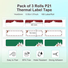 Lade das Bild in den Galerie-Viewer, NELKO Genuine P21 Label Maker Tape, Adapted Label Print Paper, 14x40mm (0.55&quot;x1.57&quot;), Standard Laminated Labeling Replacement, Multipurpose of P21, 180 Tapes/Roll, 3-Roll, Christmas Theme
