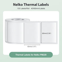 Load image into Gallery viewer, Nelko PM220 Label Maker, 1.57&#39;&#39; x 2.36&#39;&#39; (40x60mm) Thermal Sticker Label, Waterproof, Multi-Purpose Label Tape, 1 Roll of 130 Self-Adhesive Thermal Paper (Transparent)
