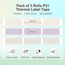 画像をギャラリービューアに読み込む, NELKO Genuine P21 Label Maker Tape, Adapted Label Print Paper, 14x40mm (0.55&quot;x1.57&quot;), Standard Laminated Labeling Replacement, Multipurpose of P21, 180 Tapes/Roll, 3-Roll, Beige/Brown/Purple
