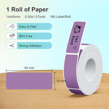 Load image into Gallery viewer, Nelko Genuine P21 Label Maker Tape, Adapted Label Print Paper, 14x40mm (0.55&quot;x1.57&quot;), Multipurpose of P21 Label Maker, 180 Tapes/Roll, 1 Roll, Dark Purple
