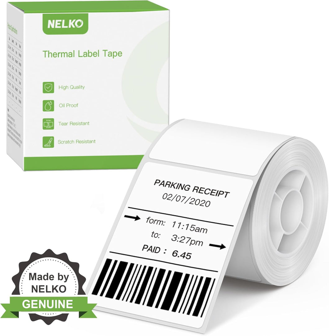 Nelko PM220 Label Maker, 1.57'' x 2.36'' (40x60mm) Thermal Sticker Label, Waterproof, Multi-Purpose Label Tape, 1 Roll of 130 Self-Adhesive Thermal Paper (White)