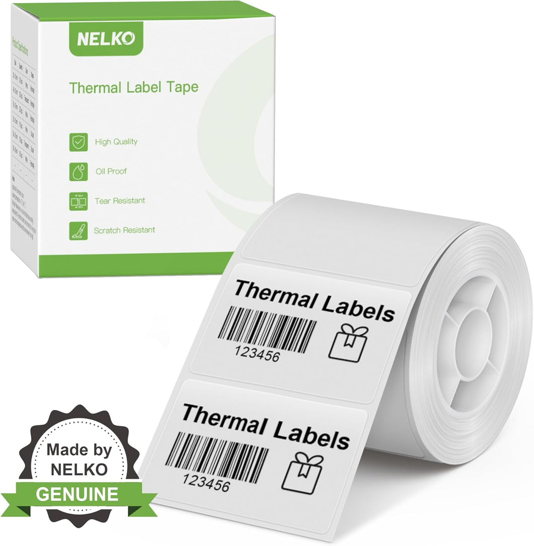 Nelko PM220 Label Maker, 1.57'' x 2.36'' (40x60mm) Thermal Sticker Label, Waterproof, Multi-Purpose Label Tape, 1 Roll of 130 Self-Adhesive Thermal Paper (Transparent)