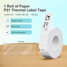 Load image into Gallery viewer, Nelko Genuine P21 Label Maker Tape, Adapted Label Print Paper, 14x50mm (0.55&quot;x1.97&quot;), Multipurpose of P21 Label Maker, 180 Tapes/Roll, 1 Roll, Transparent
