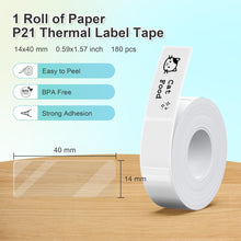 Lade das Bild in den Galerie-Viewer, Nelko Genuine P21 Label Maker Tape, Adapted Label Print Paper, 14x40mm (0.55&quot;x1.57&quot;)Multipurpose of Home, Office, 180 Labels/Roll, Transparent
