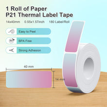 Lade das Bild in den Galerie-Viewer, Nelko Genuine P21 Label Maker Tape, Adapted Label Print Paper, 14x40mm (0.55&quot;x1.57&quot;),  Multipurpose of P21 Label Maker, 180 Tapes/Roll, 1 Roll, Light Purple
